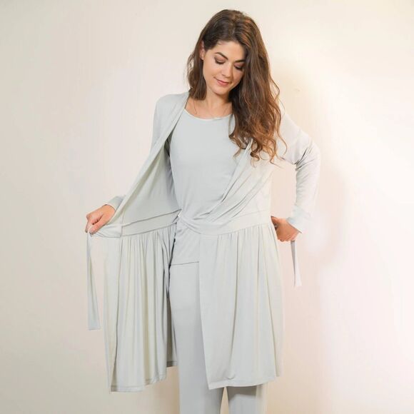 Faceplant Dreams Bamboo Wrap Robe Dressing Robe -- Earl Grey NWT - Picture 2 of 5